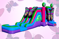 XL Double Lane Butterfly Bounce House  Slide Combo