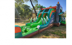 dinocombo3 1689473863 XL Double Lane TRex Bounce House Slide Combo