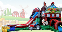 XL Double Lane Farm Bounce House Slide Combo