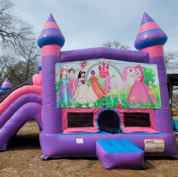 20240125 123257 1711551924 Pink Gliter Dual Lane Bounce House Slide Combo