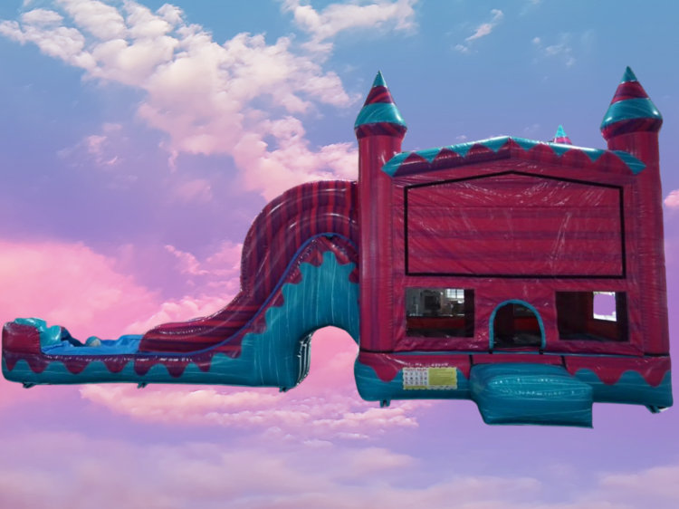 Pink Retro Vibes Bounce House w/slide combo