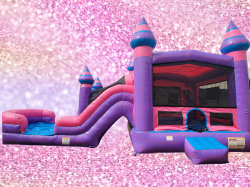 Pink Gliter Dual Lane Bounce House Slide Combo